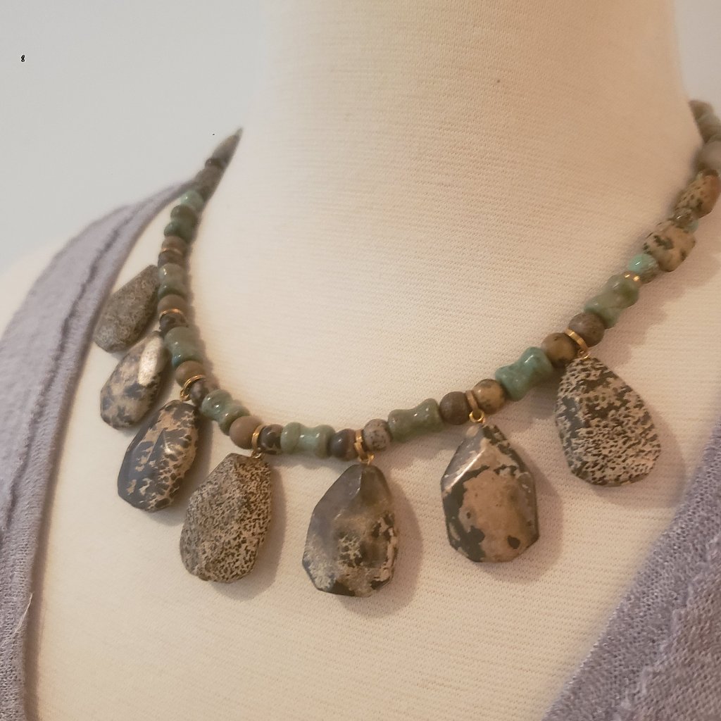 Kriaytions Handmade Stone Bib Pendant Necklace New